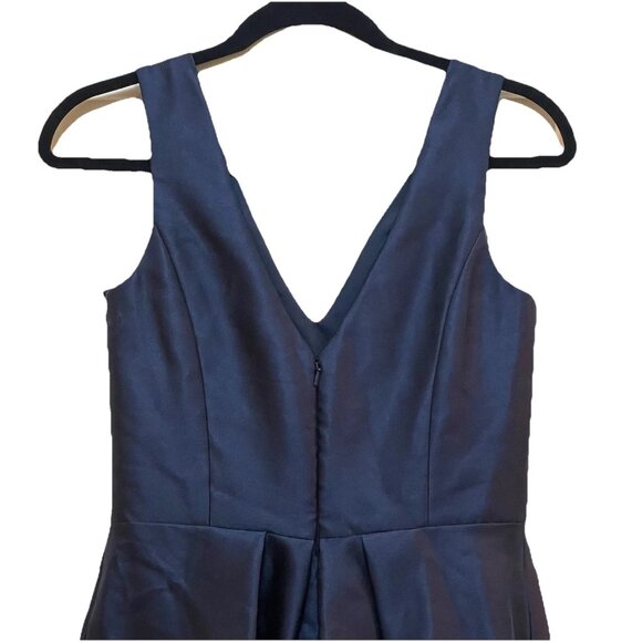 ALFRED SUNG Midnight Navy Sateen Twill High Low Cocktail Dress Gown Sz 4 NWOT - Picture 6 of 8